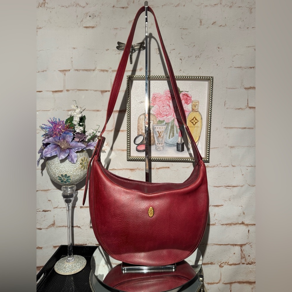 4 Piece Vintage Cartier Burgundy Hobo Shoulder w/ Coin Purse, Card & Key Holder